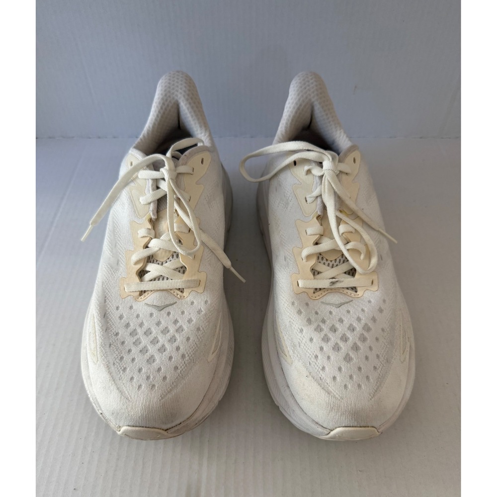 Hoka Running Shoes Clifton 9 White 9.5 Athletic Neutral Cushion Road Sneakers